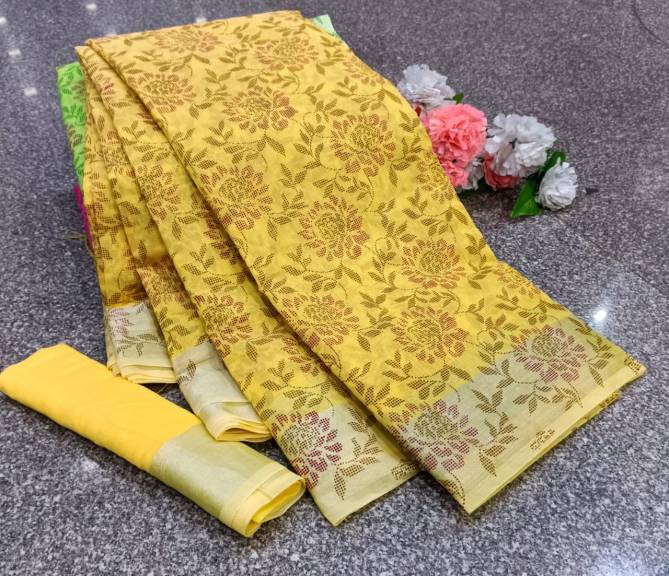 Linen Cl Rose New Printed Cotton Casual Wear Saree Collection